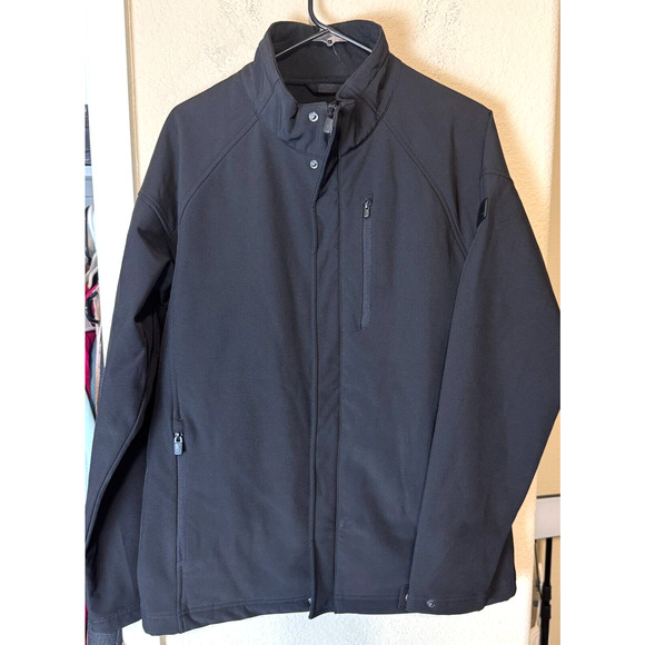Tumi Metro Softshell black jacket mens sz M fleece lined zippered pockets travel - Picture 1 of 11